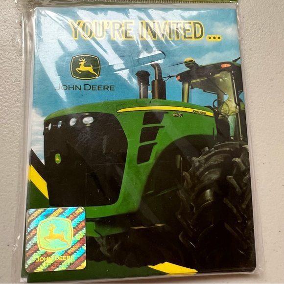 John Deere Tractor Birthday Invitations NEW Package of 8 - Picture 2 of 5